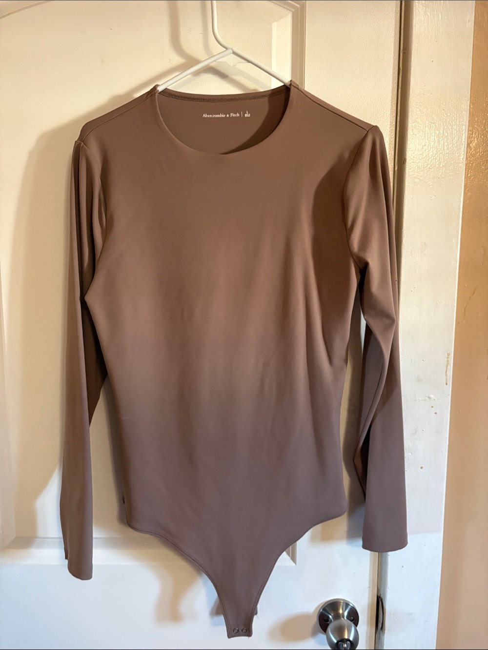 Abercrombie & Fitch Taupe Long Sleeve Bodysuit